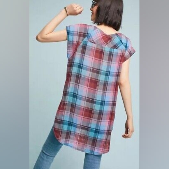 Anthropologie Akemi + Kin Cap Sleeve Plaid Tunic - Size XS - Picture 4 of 9